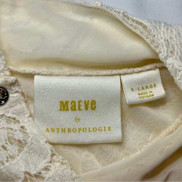 Maeve by Anthropologie Lace Mock Neck Metallic Button Accent Long Sleeve Top XL - Picture 10 of 16